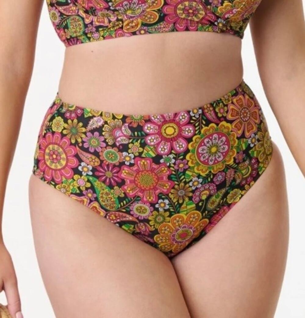 Unique Vintage Flower Child High Waist Bikini Bottom 2X NWOT